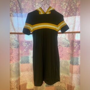 Black Dress with hoodie.